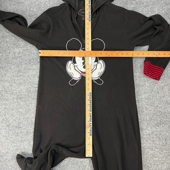 Disney Mickey One Piece Pajama Youth Girls S Small Zip Front Footless Hooded PJs - Picture 8 of 13